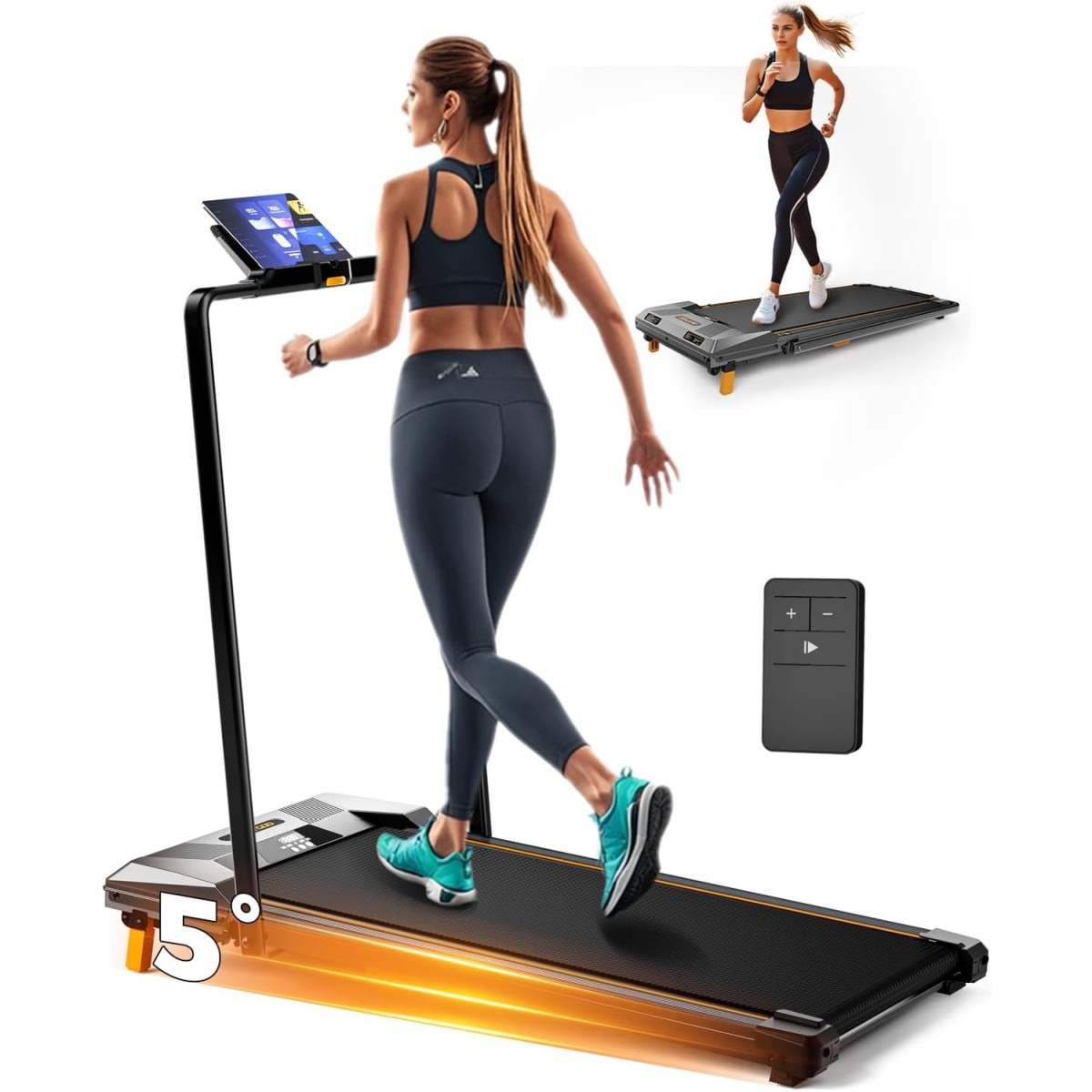 Treadmill with Incline, BestGod 300 lbs Capacity, 3.25HP Portable Treadmills for Home, Walking Pad Treadmill with APP, 12 Programs, Foldable Small Treadmill for Apartment Office
